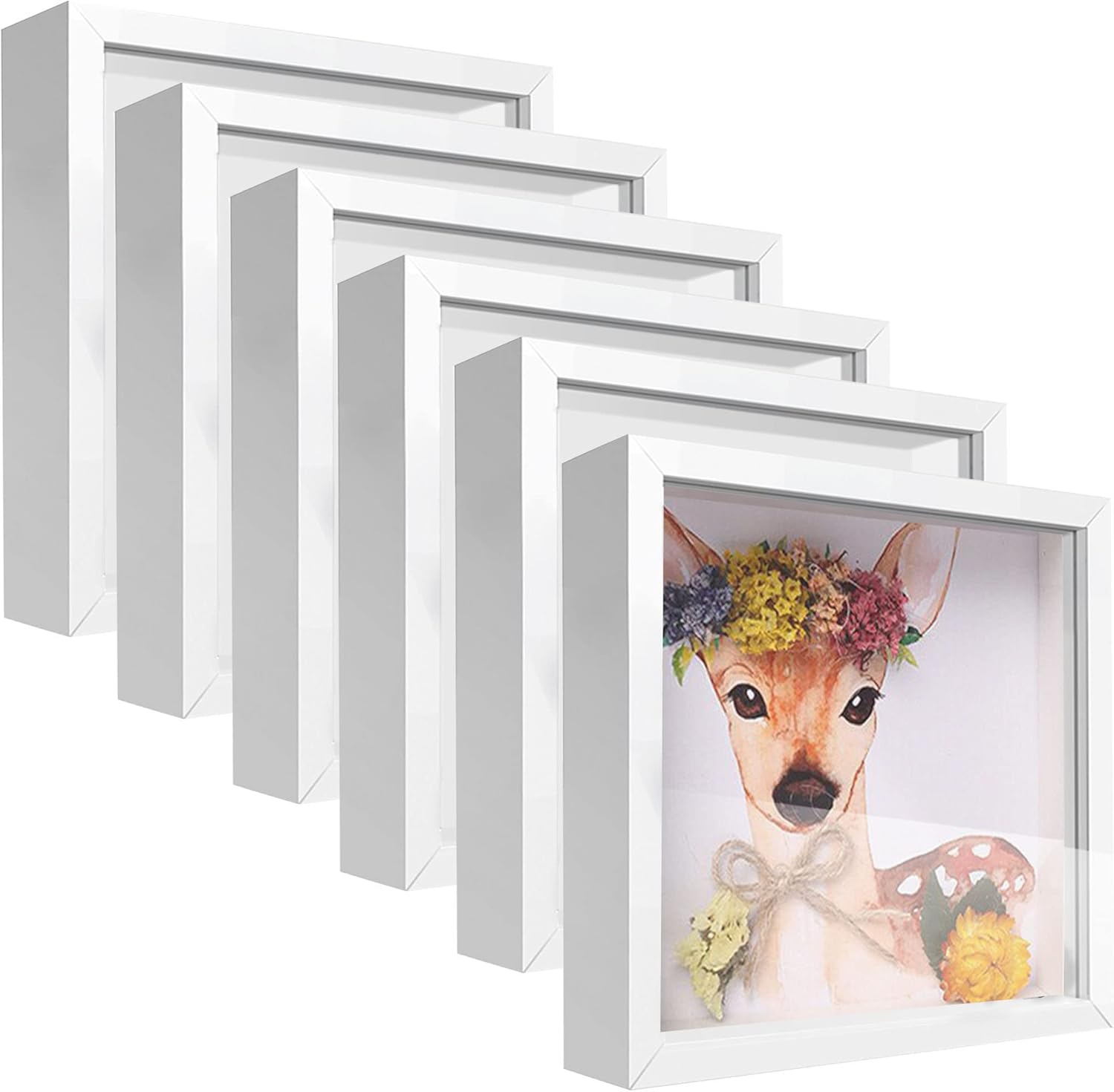 SUNMEG 5x5 Small Shadow Box Frame Display Case, Wood with Plexiglass, Display Case