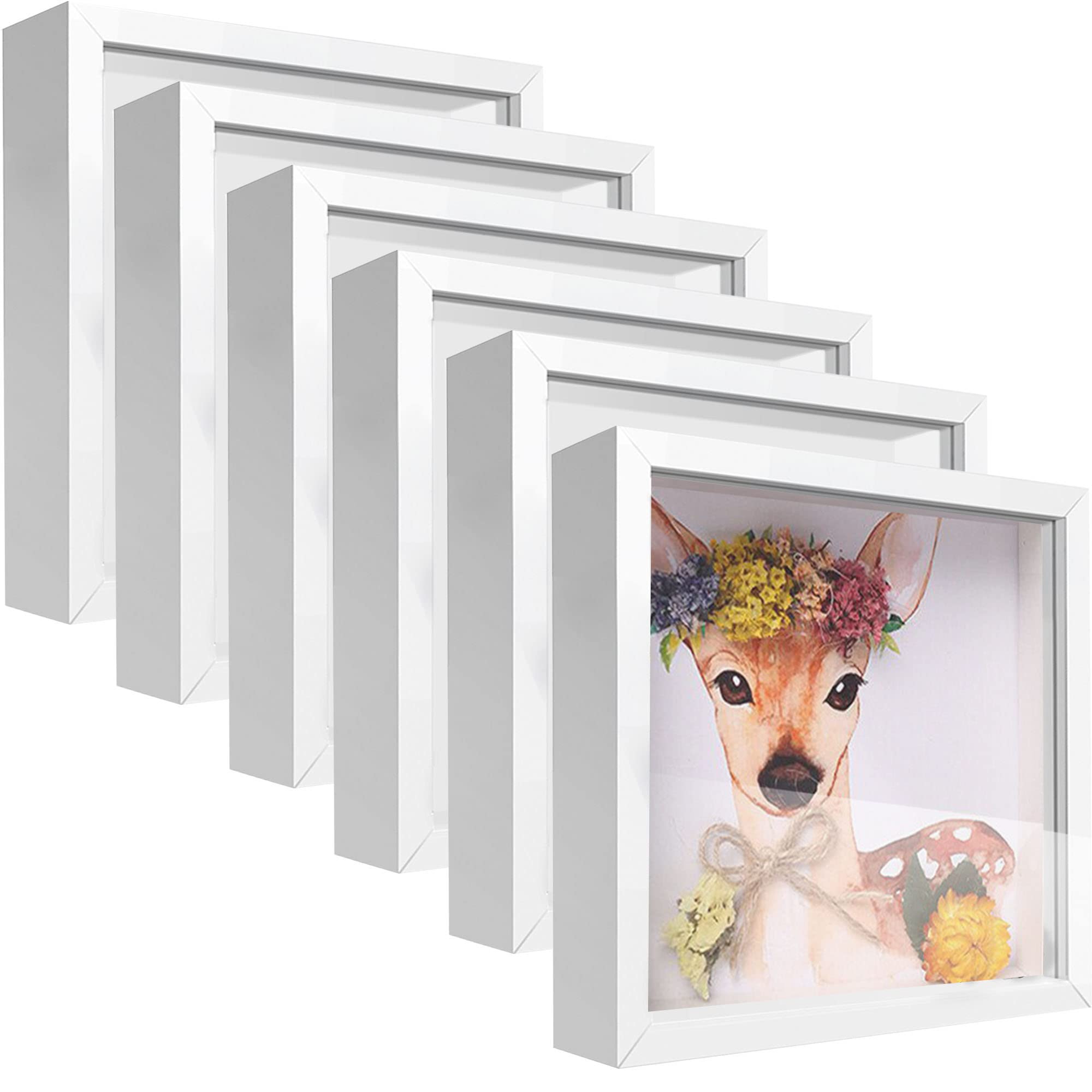 Buy SUNMEG 8x8 Shadow Box Frame Display Case, Wood with Plexiglass