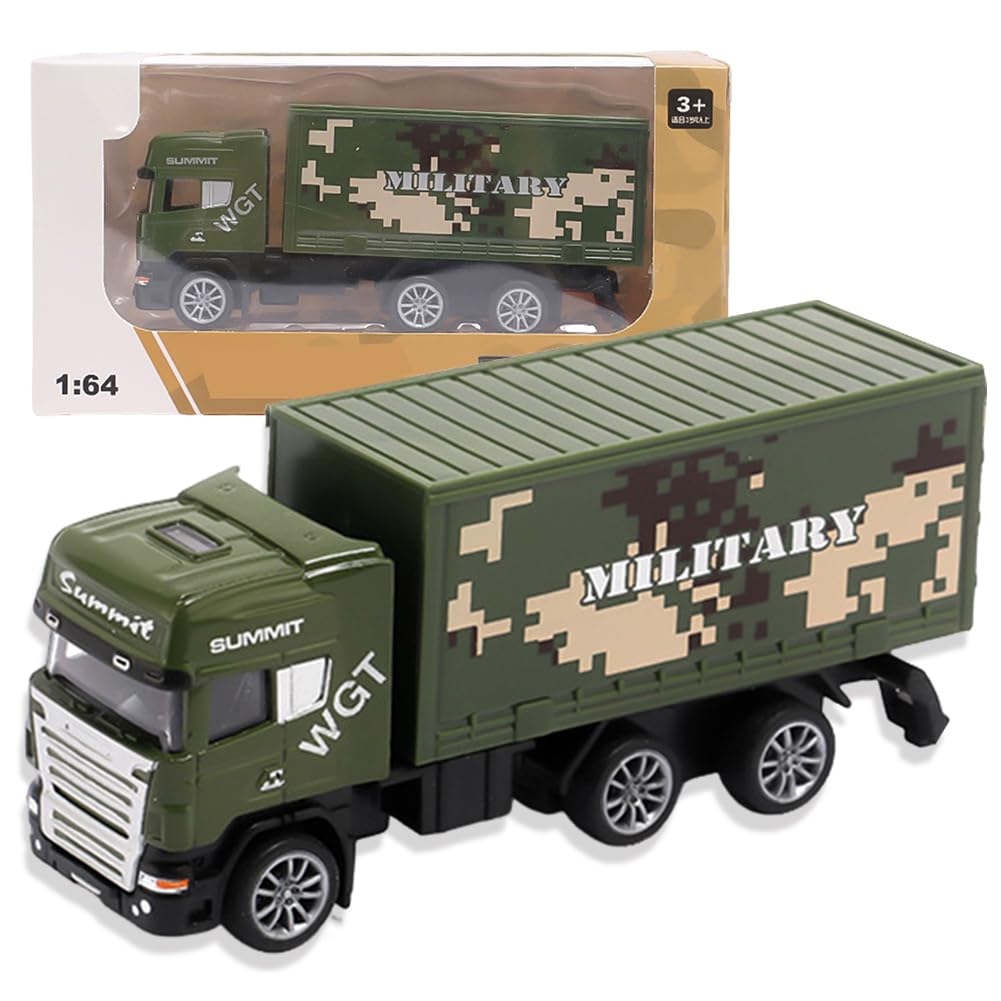 Military Transport Vehicle Model, Simulation Transporter Truck Miniature Transporter Container Truck Friction Powered Vehicles Mini Alloy Pull Back Vehicles Gift for Festival, Birthday for aged 14+