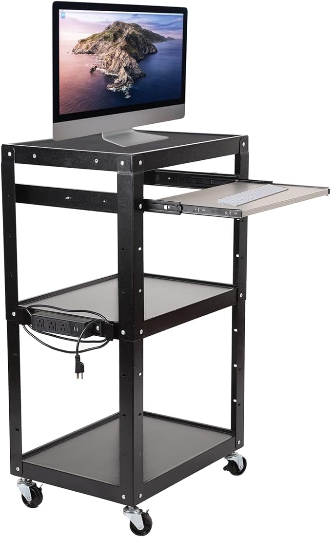 AV Cart with Keyboard Tray Mobile Workstation Includes