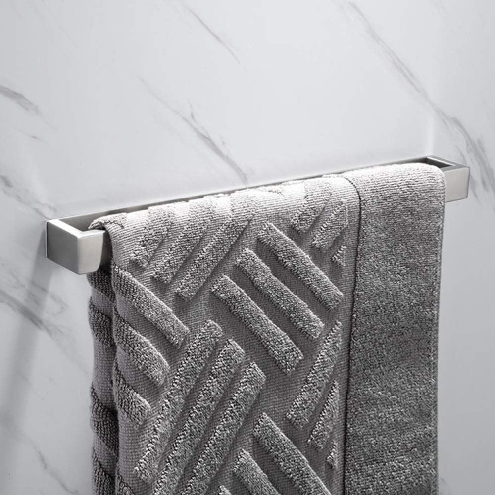 Melairy 30cm/11.81inch 304 Stainless Steel Towel Rail Self Adhesive Brushed Finish Bathroom Towel Bar Rack Towel Holder Without Drilling