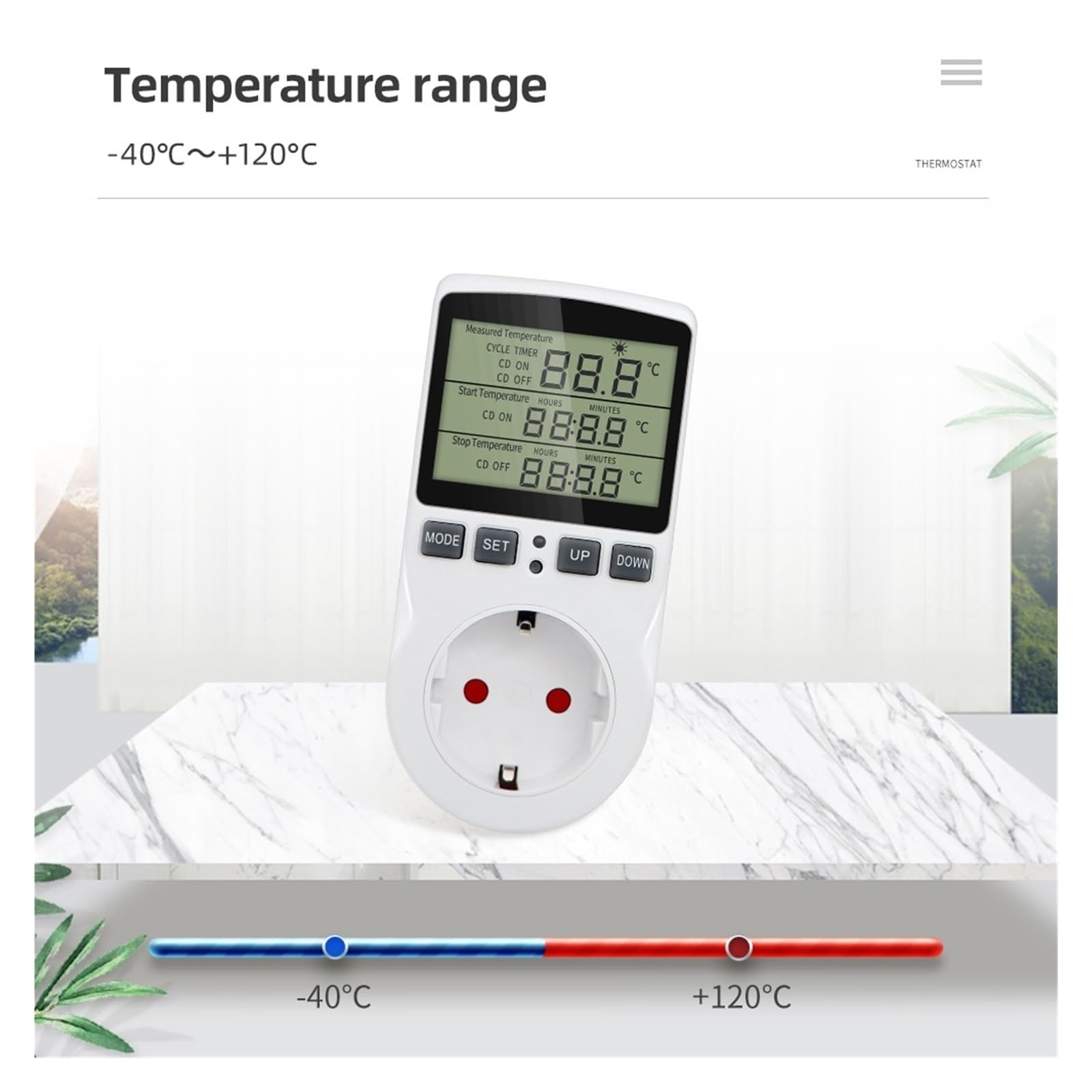 Termostat cyfrowy, Gniazdo zegara cyfrowy termostat, gniazdo regulatora temperatury z wyłącznikiem czasowym czujnik temperatury ogrzewania i chłodzenia