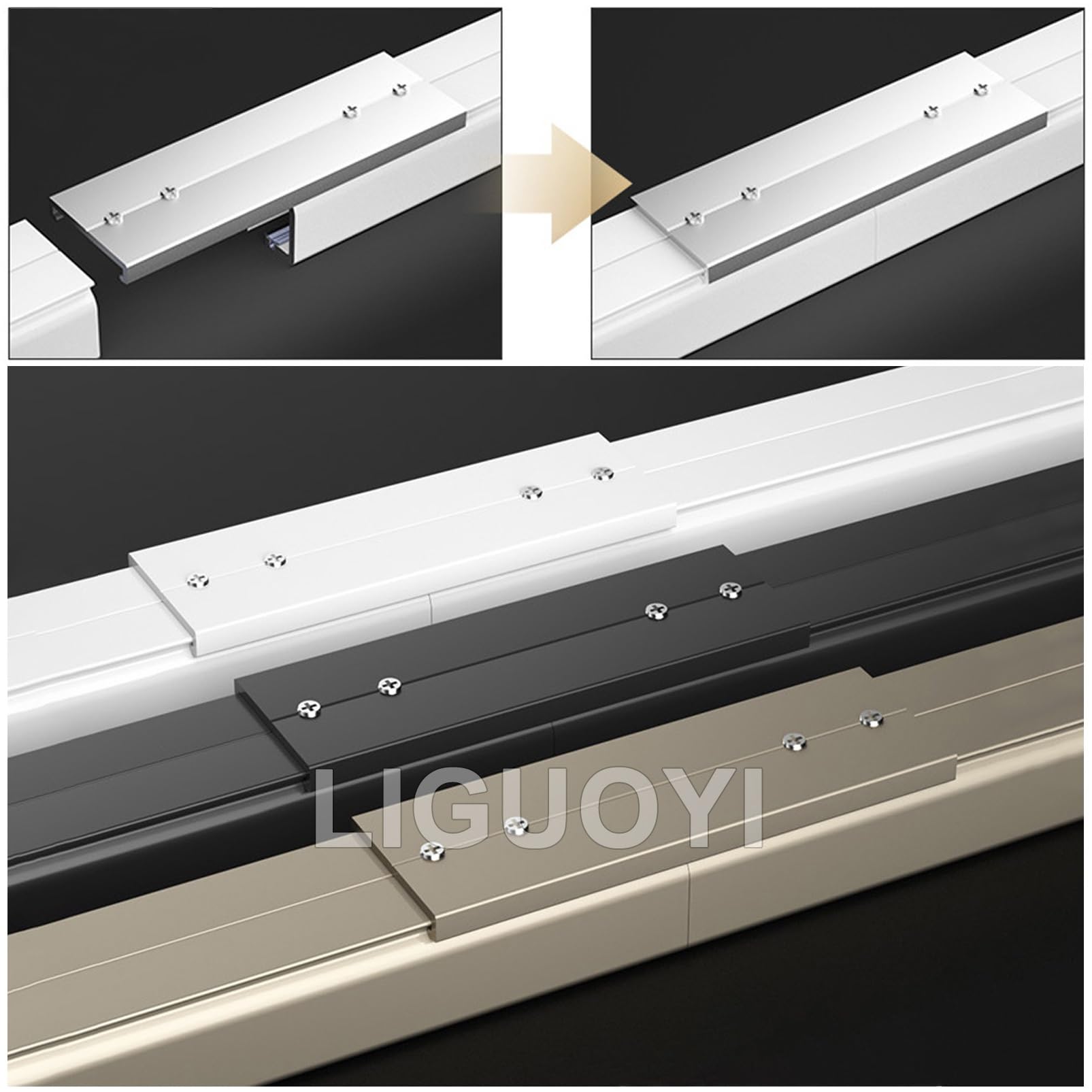 Aluminiowy karnisz 60 600 cm cichy sufit / ścienny szyna z haczykami i kółkami drążek do zasłon przesuwnych