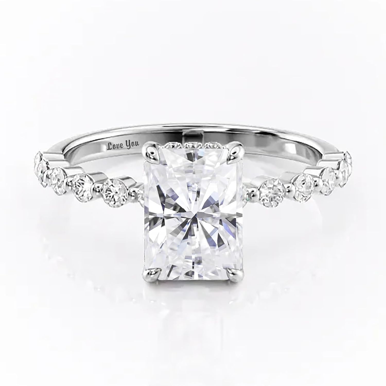 Radiant Cut Moissanite Engagement Ring for Women, 10K 14K 18K Solid Gold 1-3 Carat CT Moissanite Wedding Rings Promise Ring Anniversary Christmas Birthday Jewelry Gift for Her Size 4-12