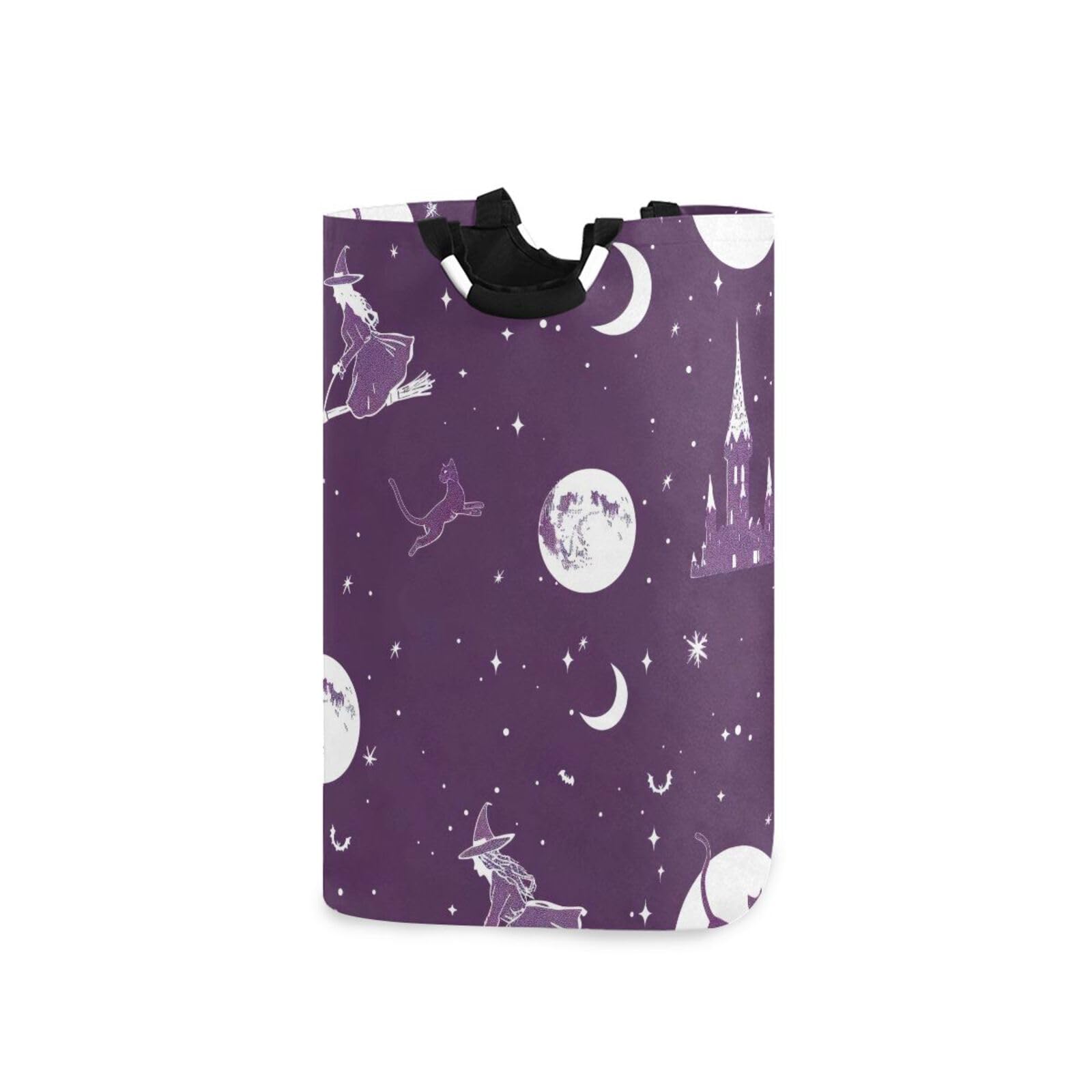 Jihqo Laundry Hamper Basket Halloween Witch Collapsible Nursery Storage Bin Waterproof Clothing Baskets for Home Bedroom Bathroom Washing Room