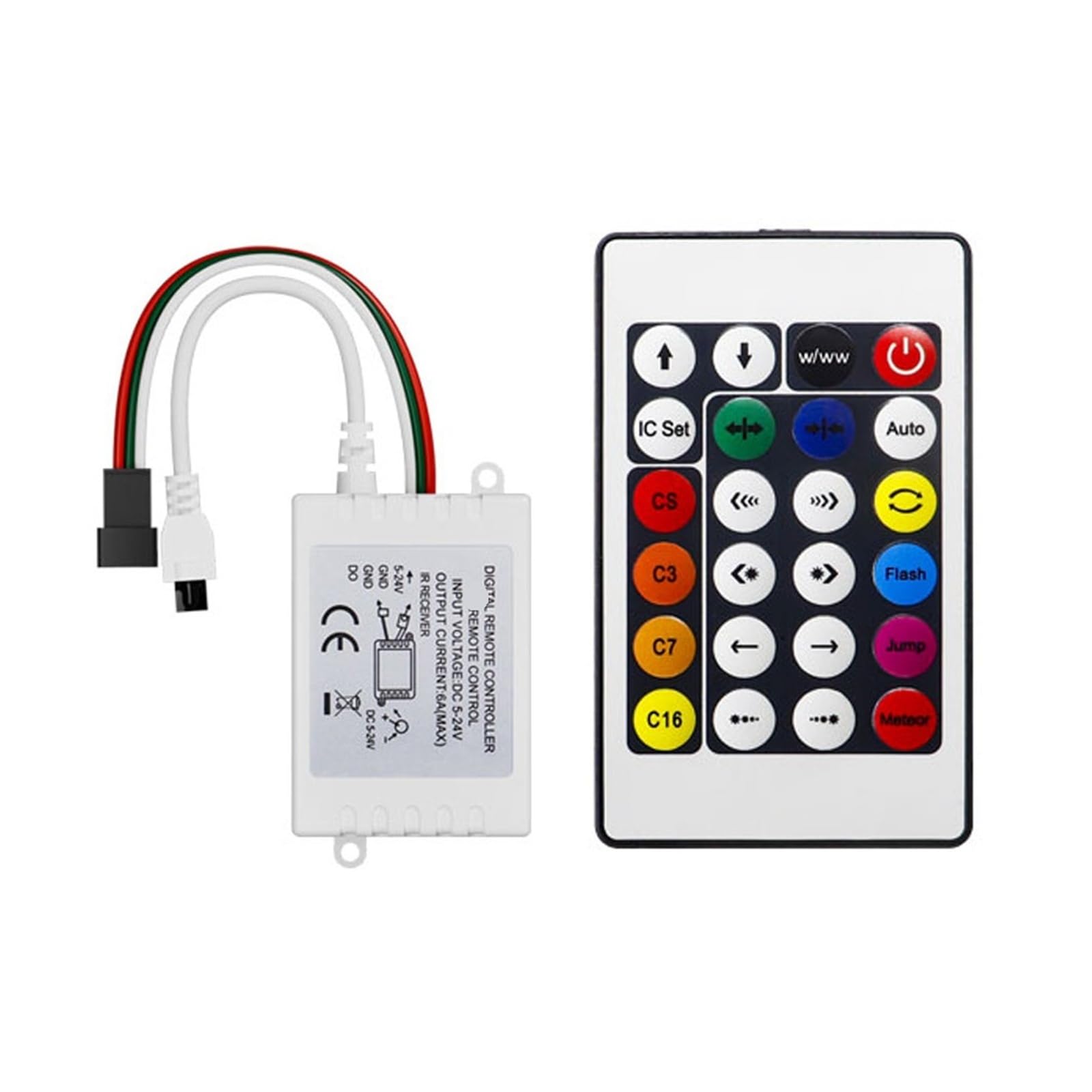 Contrôleur bande lumineuse LED WS2812B WS2811 avec télécommande 24 touches - 2