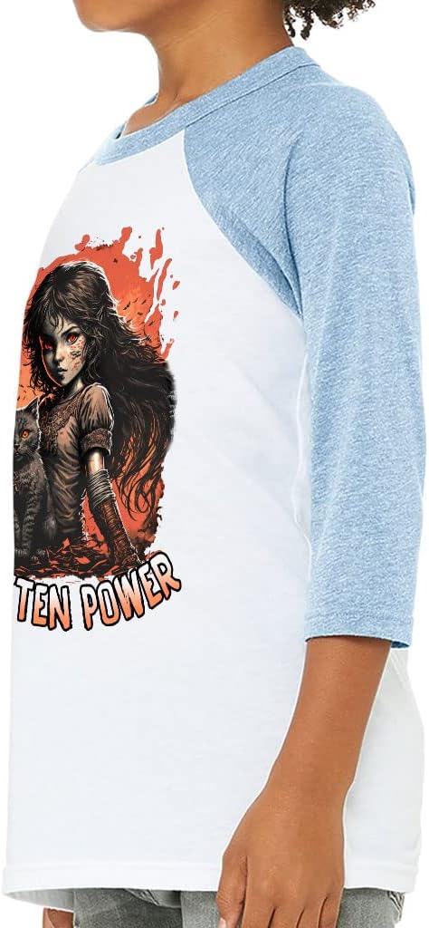 Kitten Power Kids' Baseball T-Shirt - Cute 3/4 Sleeve T-Shirt - Art Baseball Tee