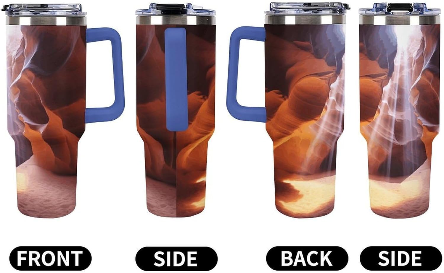 Antelope Canyon Tumbler Stainless Steel Large Car Cup with Handle&Straw Lid Portable Coffee Cup Leak-proof Water Bottle Insulated Vacuum Travel Mug for Home Outdoor 40oz