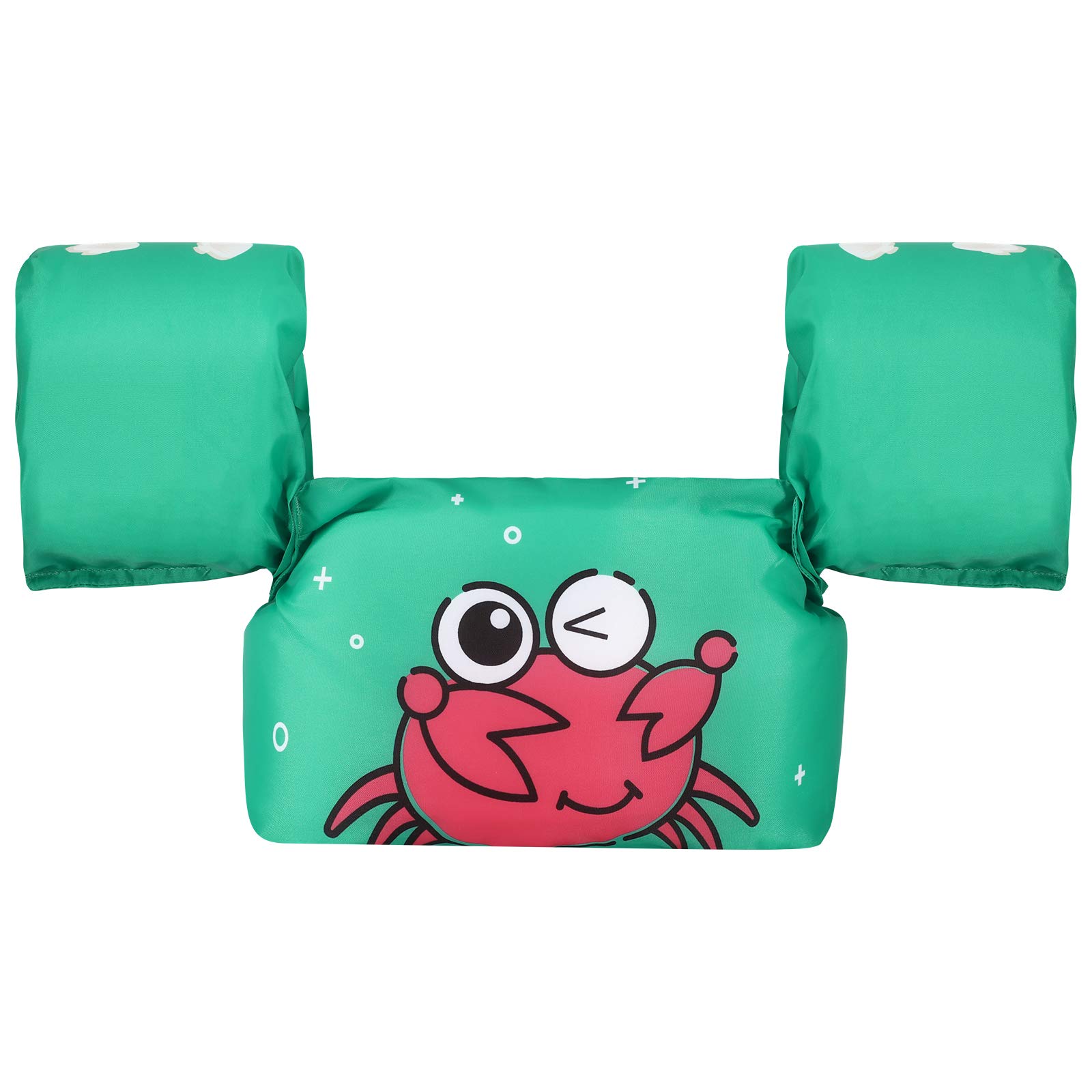 HeySplash Swim Life Jacket Vest for Kids, Floatation Sleeves Floats Tube Swimming Arm Floats Swim Aid Floats with Adjustable Strap and Secure Buckle for 20-50 lbs Toddler/Children - Green Crab