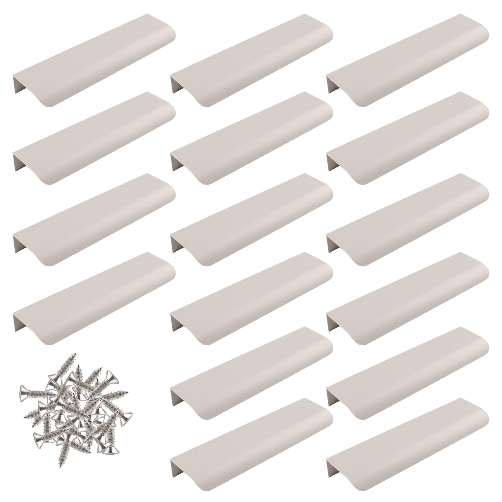 MOROBOR 16 Pack Finger Edge Pulls, Hidden Cupboard Handle Aluminum Alloy Concealed Tab Pull Modern Style Drawer Handles for Cabinets Drawers Dressing Tables Doors, 150mm/Cashmere Gray — image 1