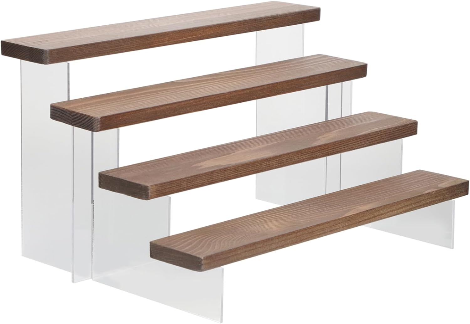 Acrylic Wood Display Stand for Figurines and Models Ladder Shelf Storage Rack Sturdy Organizer for Toys and Handcrafted Items Height Decor