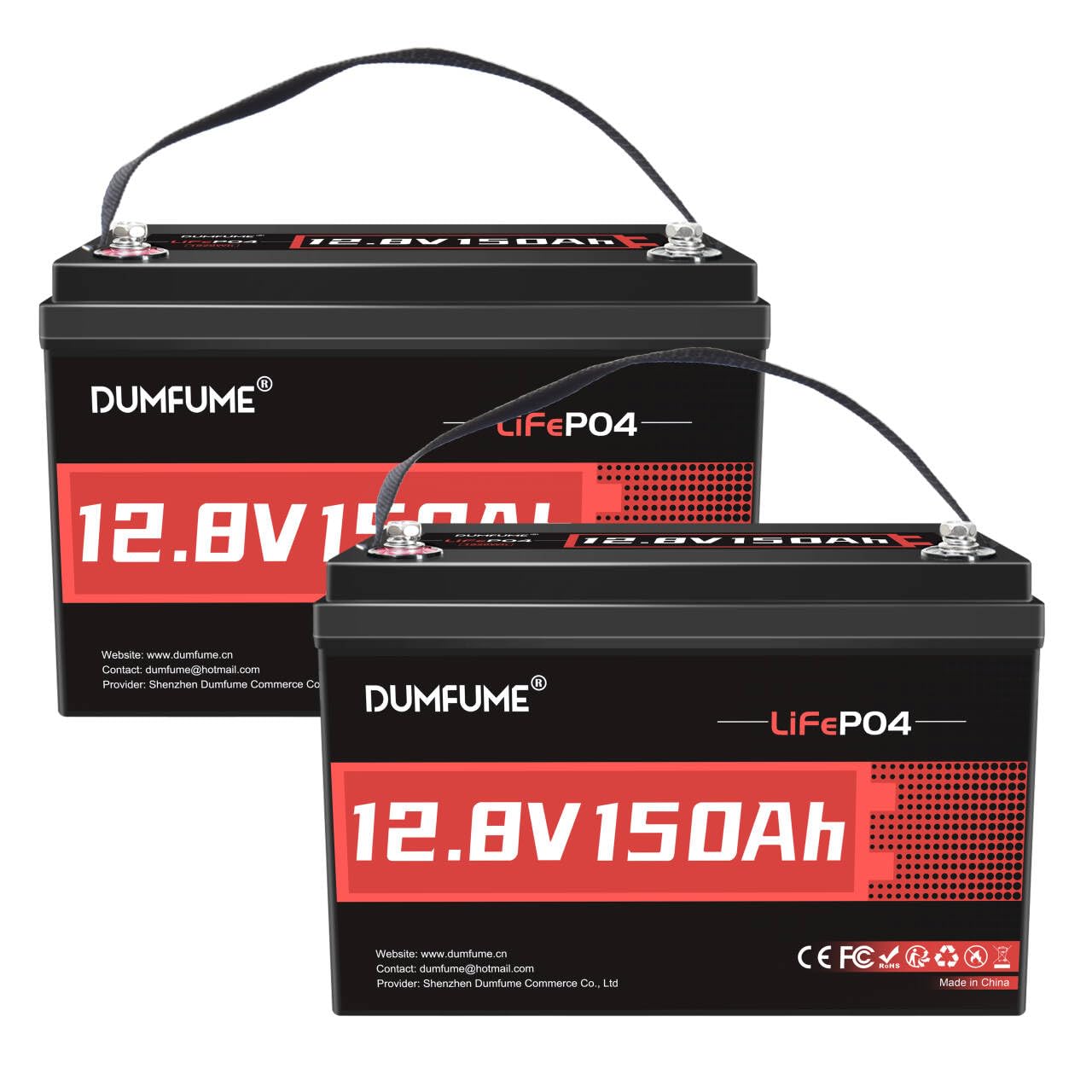 2 confezioni da 12 V 150 Ah LiFePO4 batteria al litio con 100 A BMS fino a 8000+ cicli batteria al litio da 12 V, ideale per sistemi solari, alimentazione di backup, camper, campeggio, off-grid