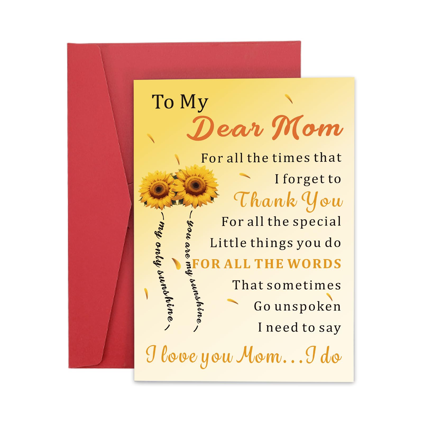 VANLOVEMAC Birthday Card Gifts for Mom from Daughter Son Christmas Card for Mother Mommy Moms to Be Bonus Mom Grandma Sunflower Gifts for Women Sentimental Gift Idea
