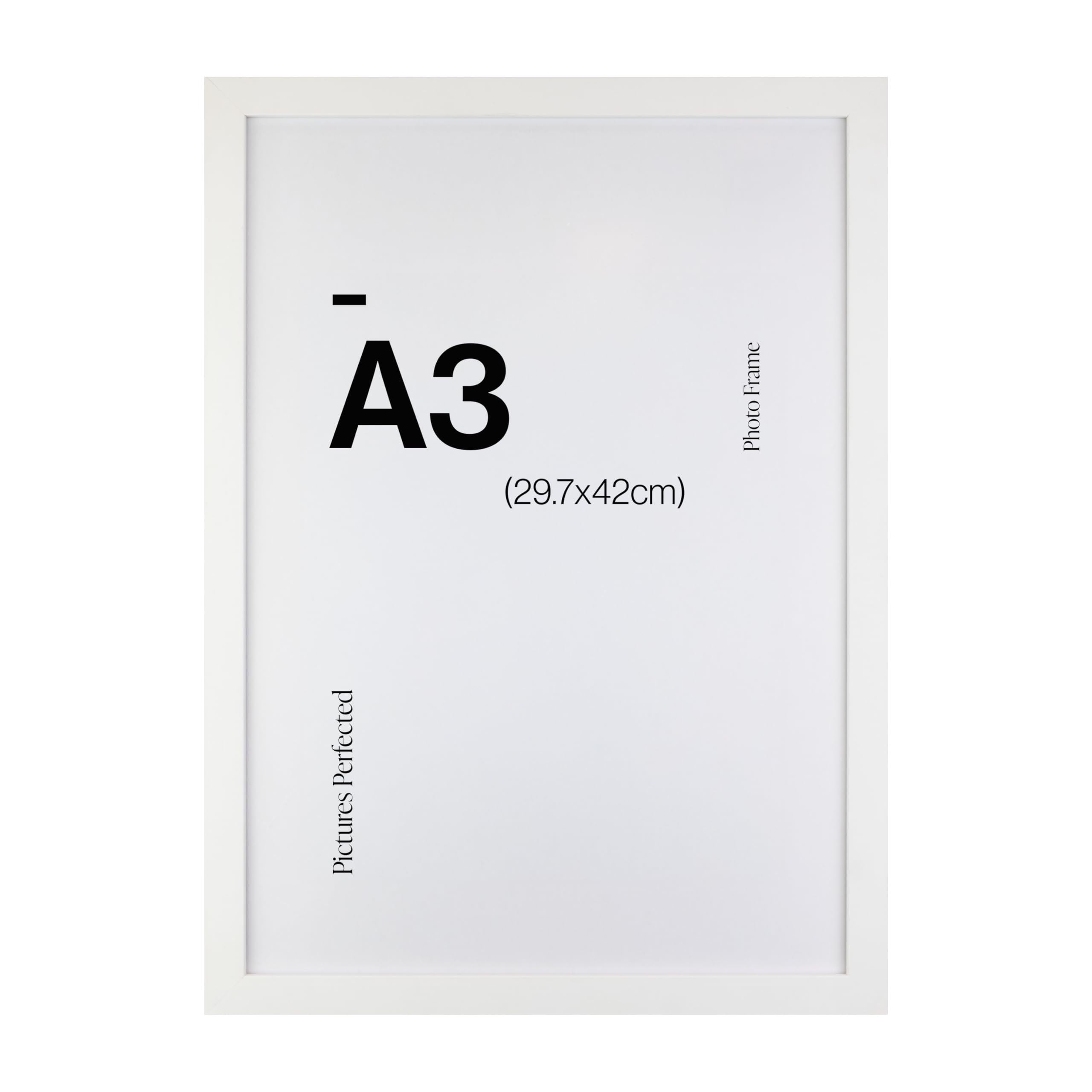 Contemporary White A3 Wooden Picture Frame for A3 (29.7 x 42cm) Photos or Pictures, Plexi Glass, Wall Mounted Landscape or Portrait