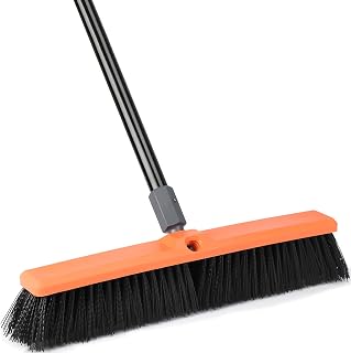 18inch Push Broom Outdoor - Heavy Duty Broom for Driveways, Sidewalks, Patios and Deck Cleans Dirt, Debris, Sand, Mud, Leaves and Water-18 Wide Bristles