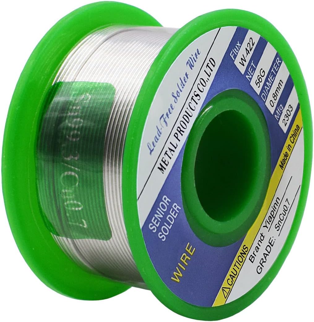 Solder Wire Net 50g 0.8mm Soldering Wire Lead Free Sn99.3 Cu0.7 with Rosin Core for Electronic Electrical Soldering Components Repair and DIY(50g)