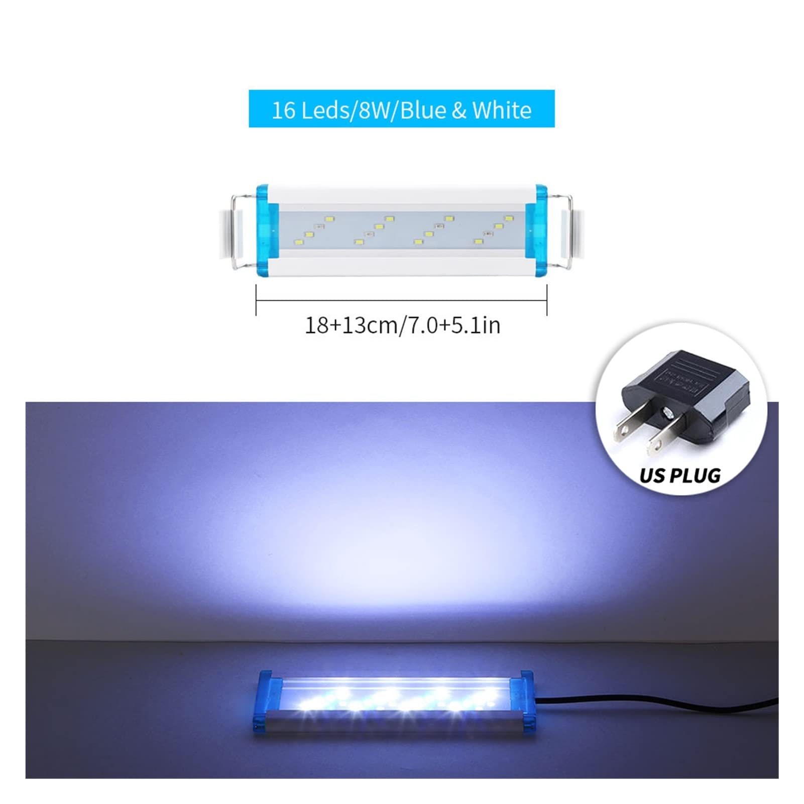 Acuario Luz LED Tanque de Peces súper Delgado Planta acuática Paisaje Crecer Iluminación Lámpara de Clip Brillante 18-71 cm para Tanque de Peces (Color : SDW-B20BW-US)