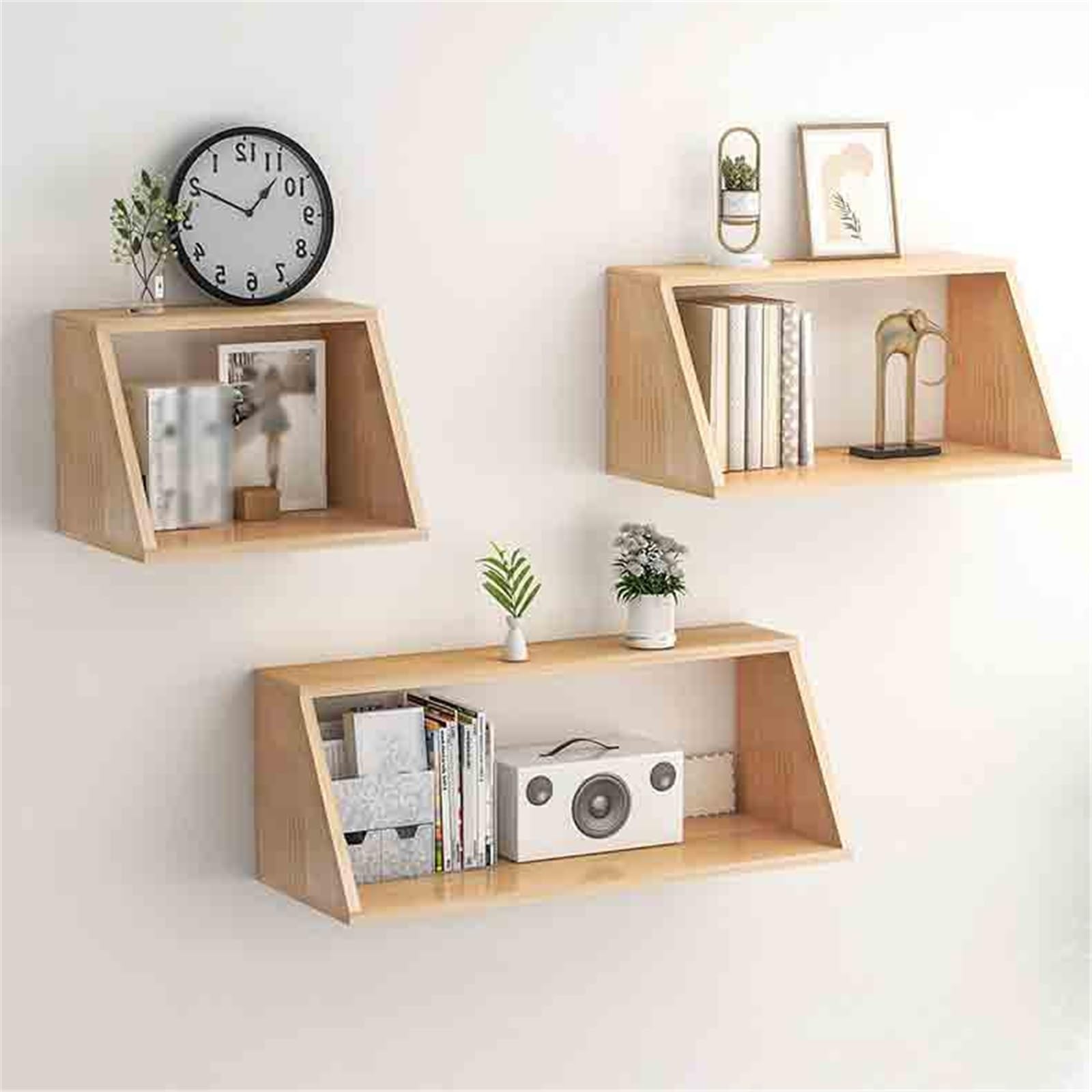 Organizzare Mensole sospese a 2 livelli montate a parete, mensole rustiche, scaffali for libri(Grande)