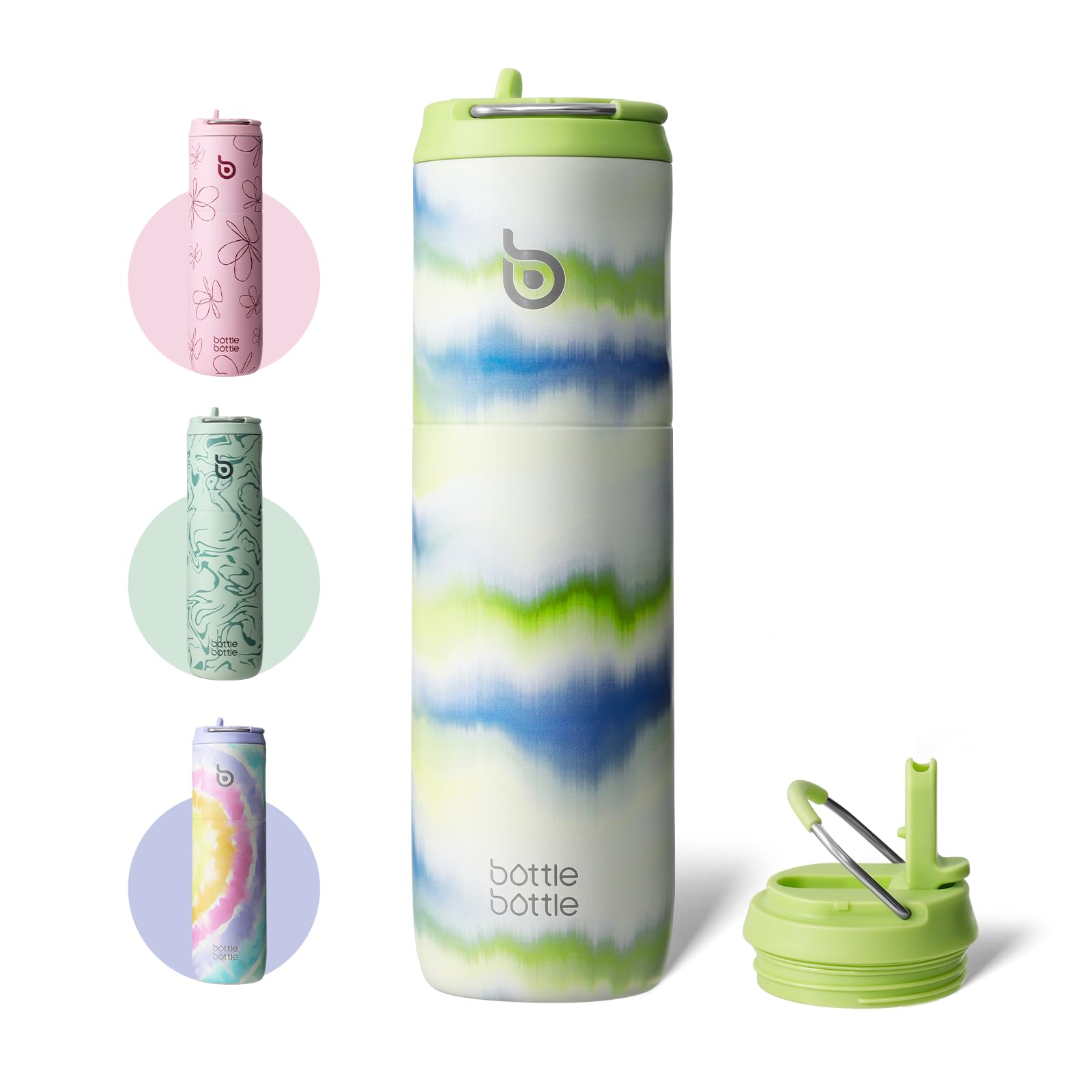 Bottle Bottle Insulated Water Bottle 700ml(24oz) with Straw and Lid Stainless Steel Sports Travel Gym Water Bottles Metal Drink Flask with Handle for Man and Women (Mist)