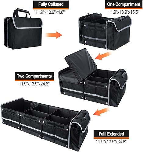 Miniatura 4 de Organizador de maletero de automóvil con bolsa térmica aislada a prueba de fugas, 4 en 1, organizador de almacenamiento portátil impermeable con