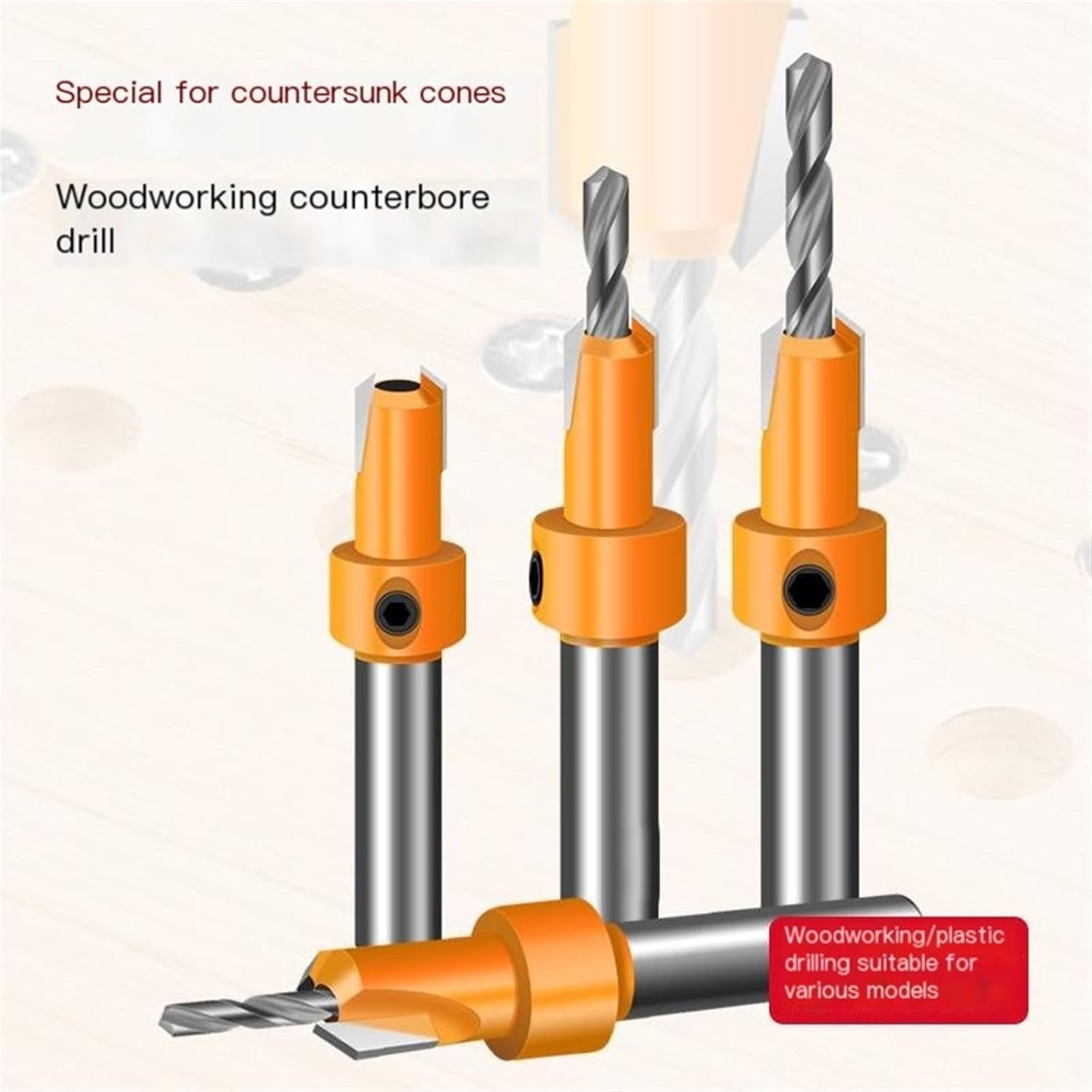 Woodworking countersunk drill bit two-in-one new screw hole countersunk head step drill alloy countersunk hole invisible screw salad drill (Size : Limit countersink drill 3.5 * 8mm)
