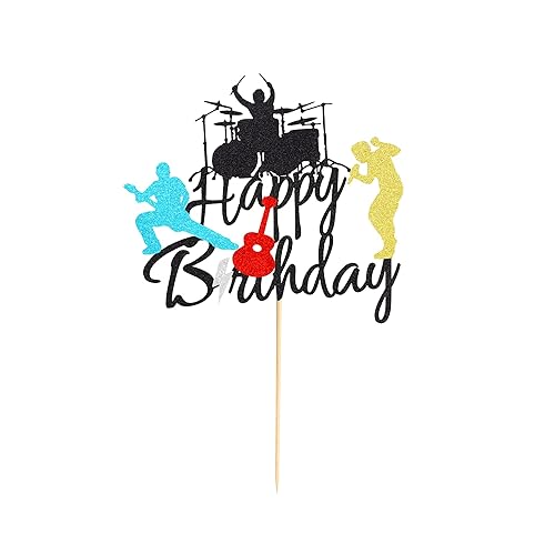 Vista 25 de 24 piezas de decoración de cupcakes Rock Pop Music Theme Cupcake Picks Music Concierto temático de cumpleaños fiesta de cumpleaños, suministros
