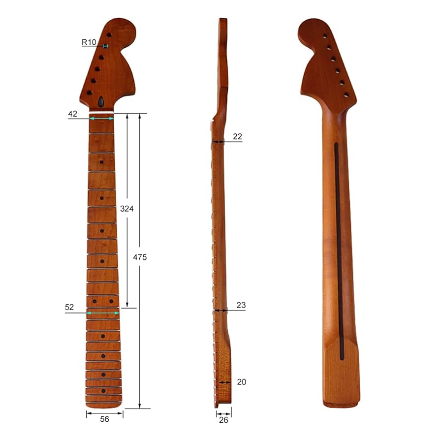 【極上】5AAAAAマスターグレード／ローステッドカーリーメイプル／指板材 Amazon | ST エレキギターネックマット仕上げローステッド