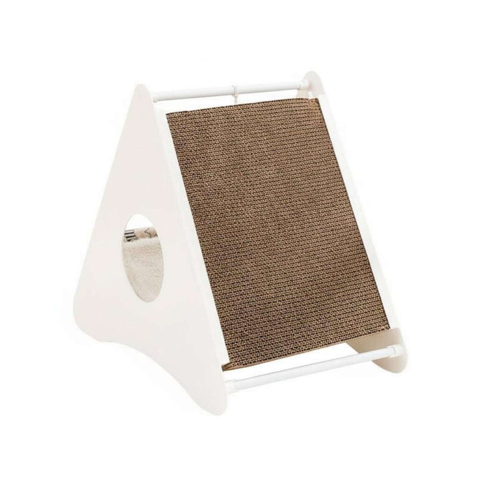 Sharplace Kratzbrett Katze Kratzboard Kratzmatte Kratzliege mit Ergonomischer Schräge Und Hängespielzeug aus Wabenpappe Und PP Erhöhte Ruhezone Gegen Kalten Boden für Wohnzimmer Schlafzimmer Flur, S