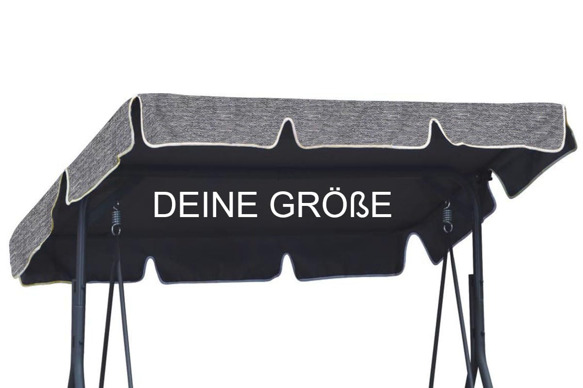Ferocity Personalisiertes Dachbezug für Hollywoodschaukel Dach-Plane für Garten-Schaukel Ersatzdach Sonnendach Jede Größe auf Bestellung Flachs Grau [101]