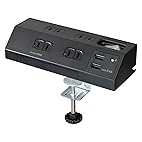 卓上電源タップ USB付き クランプ固定 集中スイッチ 雷ガード付き