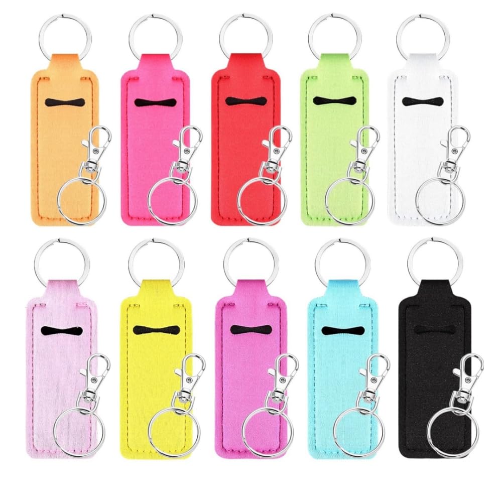 Keychain Lipstick Holder Chapstick Keychain Pouch Keyring Lip Balm