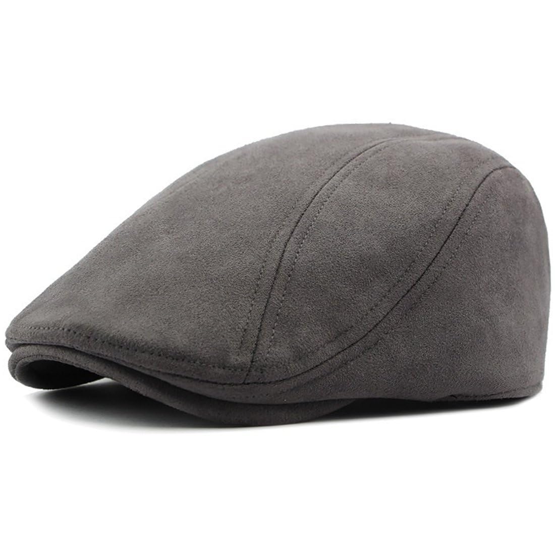 JNKET Men Women Suede Newsboy Cap Leisure Flat Cap Ivy Gatsby Cabbie Driving Hat (US, Alpha, One Size, Medium, Grey)