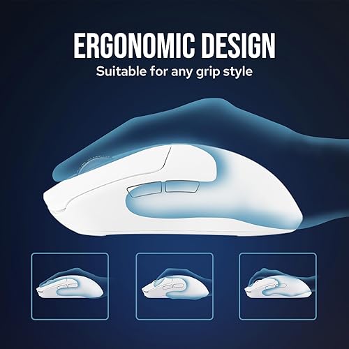 Miniatura 6 de MechLands Aula SC580 Ratón inalámbrico, mouse ergonómico para juegos, con 10000 DPI ajustables, conexiones BT 5.0/2.4GHz/cableadas, 6 botones,