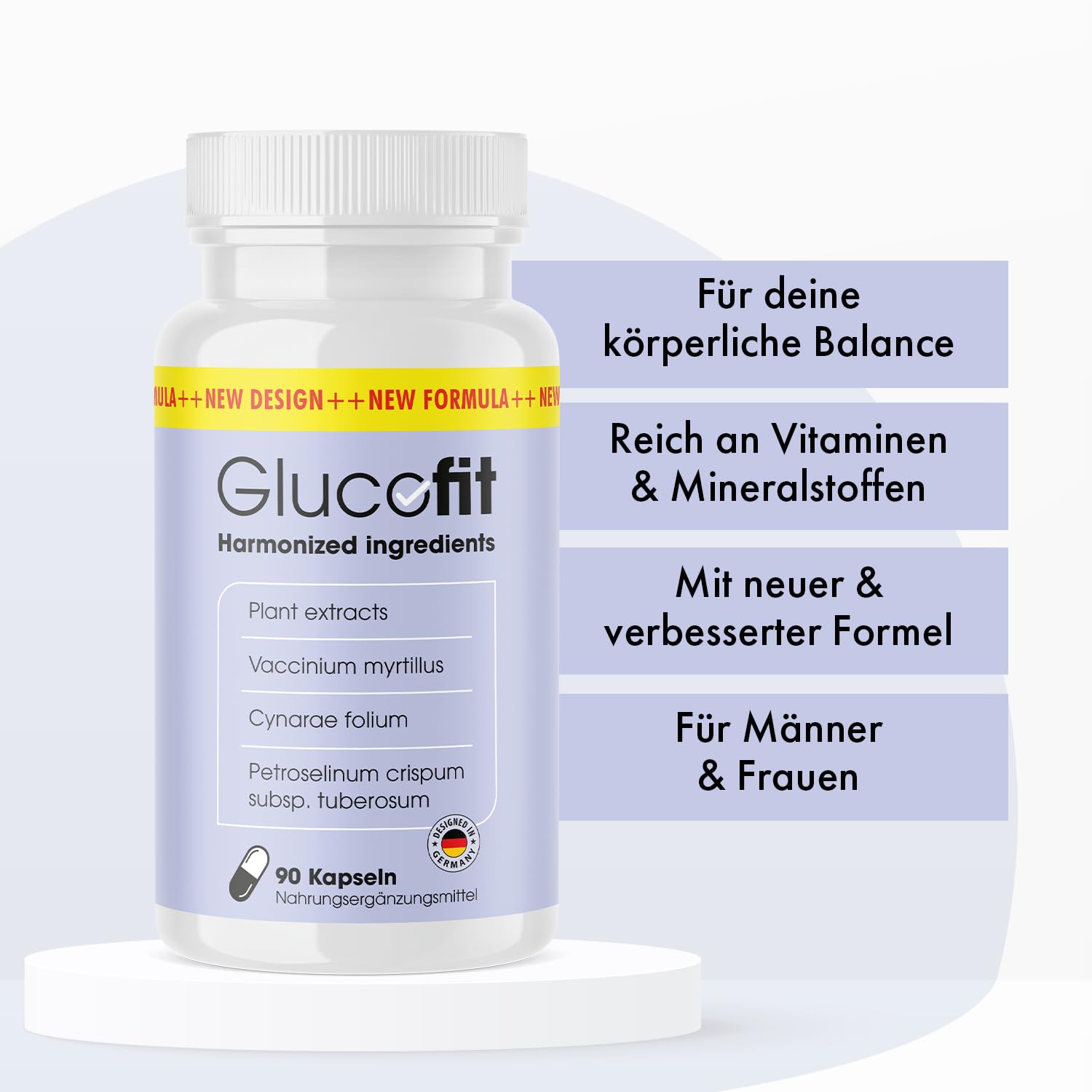Glucofit Kapseln - mit Pflanzenextrakten, Mineralstoffen und Vitamen - für Frauen und Männer - 90 Kapseln Inhalt 1x