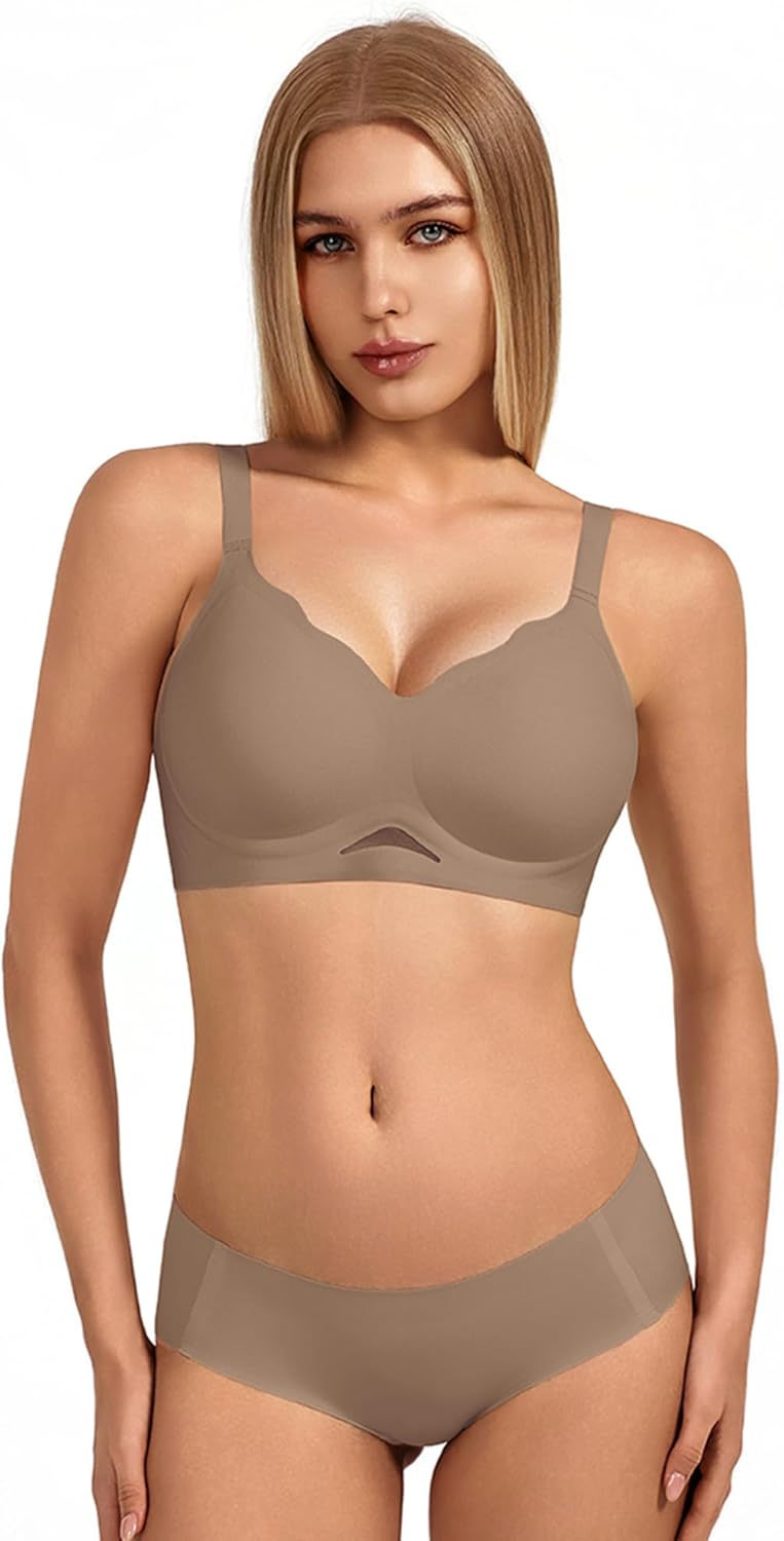 Women's Jelly Scalloped Wireless Bra, Cloud-Like Comfort & Support, Breathable No Underwire Push Up Everyday T-Shirt Bras - Image 9