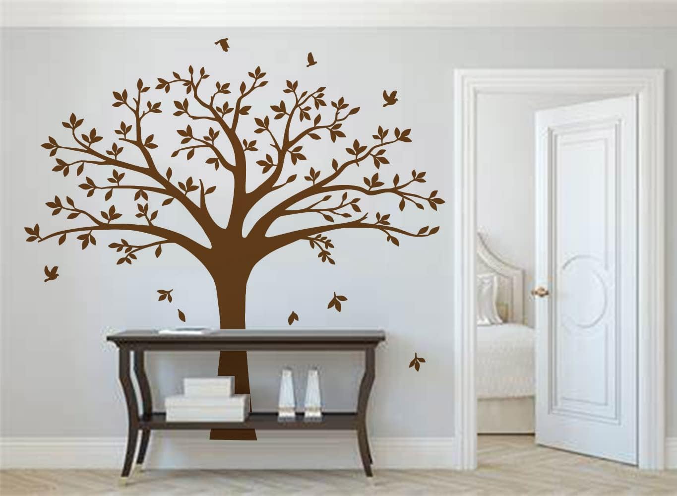 Large Family Tree Wall Decal Family Tree Photo Wall Decal Vinyl Tree Wall Stickers for Home Decoration(220 x 250 cm, Brown)