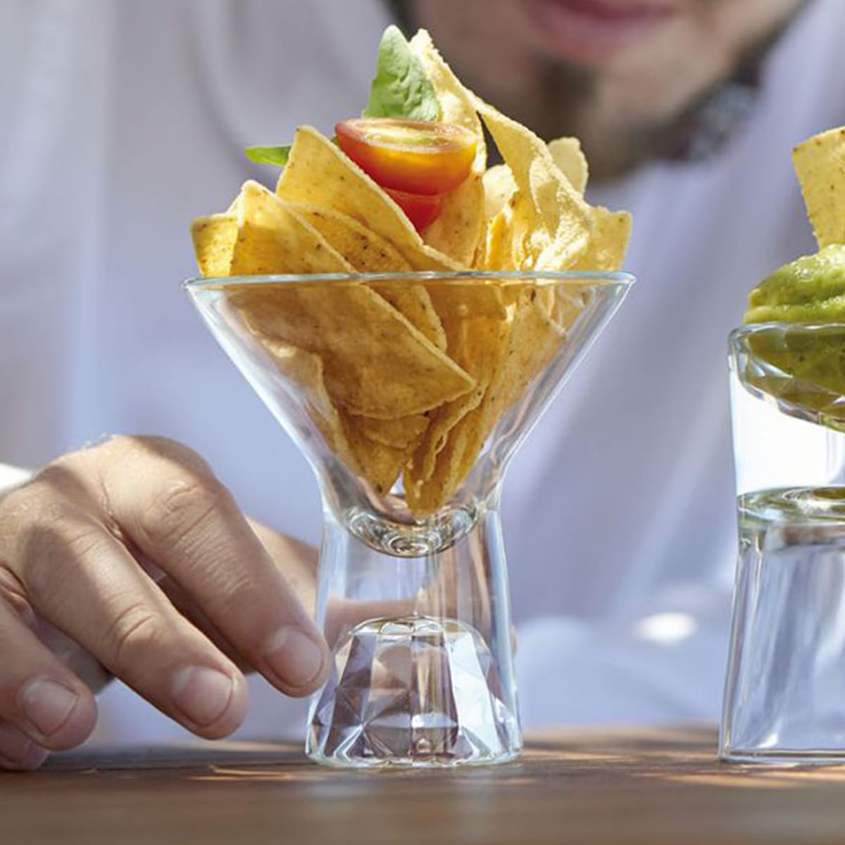 PEGANE Lot de 6 à cocktails apéritifs verrines ou desserts,Verre Transparent avec pied facetté 14cl - Dimension : 8.5x10cm