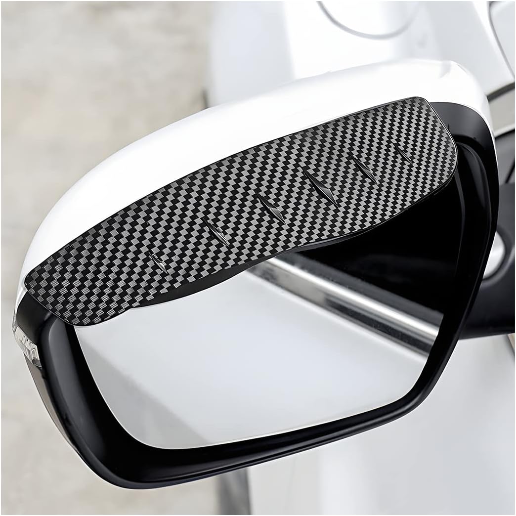 Blilo 2Pcs Car Rear View/Side Mirror Rain Visor Guard, Carbon Fiber Appearance, Waterproof Smoke Guard Auto Eyebrow Cover, Exterior Accessories for Most SUV, Vehicle (Carbon Fibre/Black)