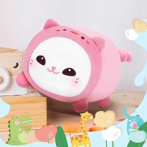 Miniatura 5 de Mewaii Bonita almohada de peluche de gato rosa de cerdito, juguete de peluche Kawaii, peluche de gatito con disfraz de cerdito, regalo de cumpleaños
