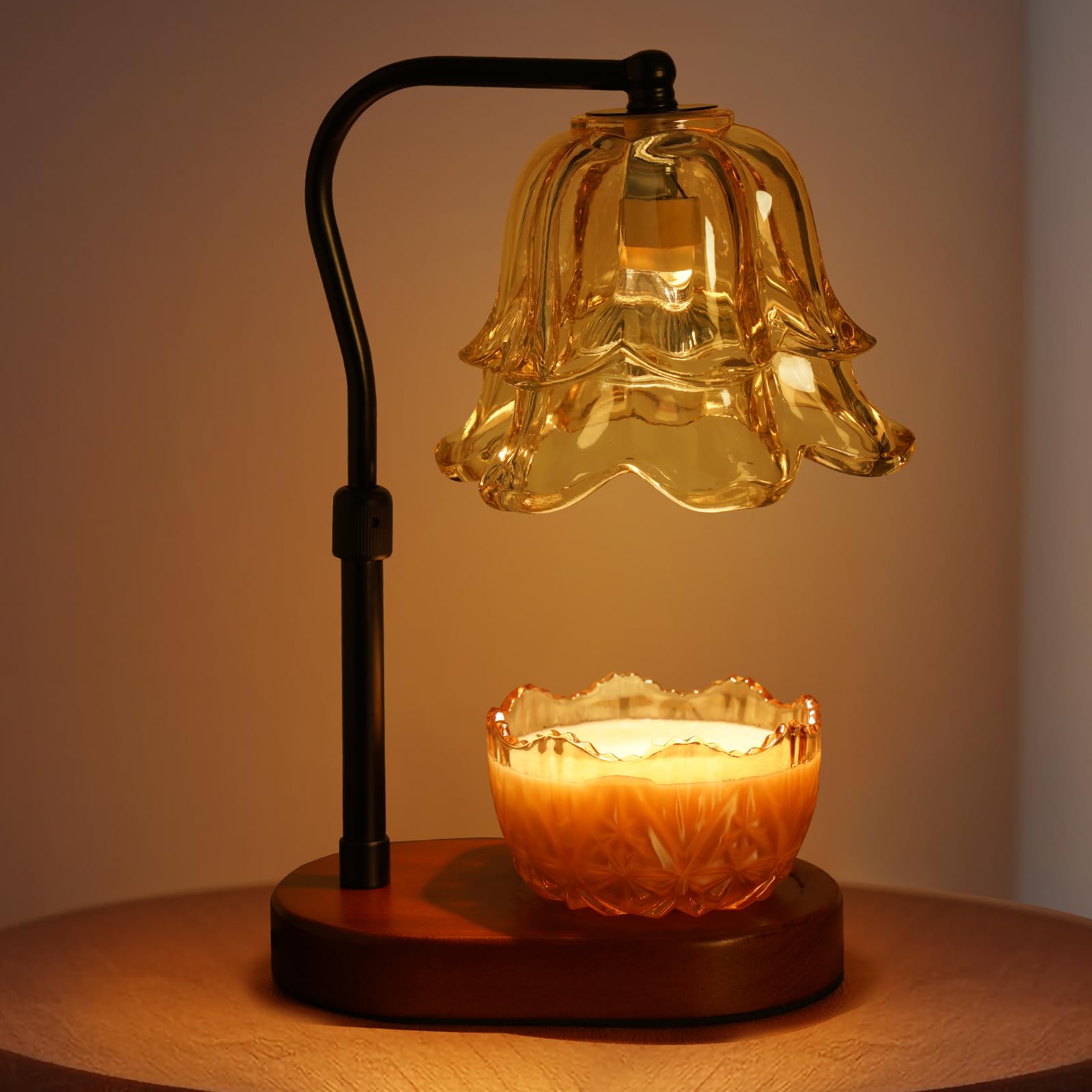 NiHome Candle Warmer Lamp Elegant Vintage Aromatherapy Lamp with Adjustable Light, Safe Flame-Free Design with Customizable Brightness & Timer Options, Dual Purpose as Table Lamp 2x 50W Bulbs Included