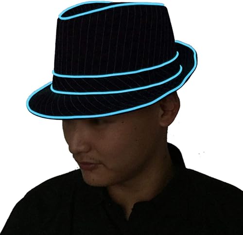 Miniatura 5 de Holibanna - Sombrero de jazz parpadeante para escenario de rendimiento de Halloween, disfraz temático, fiesta de 1,5 V LED