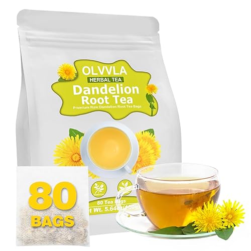 Olvvla - Bolsas de té de raíz de diente de león - 0.07 oz x 80 unidades - Té de raíz de diente de león crudo premium - Sin cafeína - Sin OMG - Té Olvvla - Bolsas de té de raíz de diente de león - 0.07 oz x 80 unidades - Té de raíz de diente de león crudo premium - Sin cafeína - Sin OMG - Té