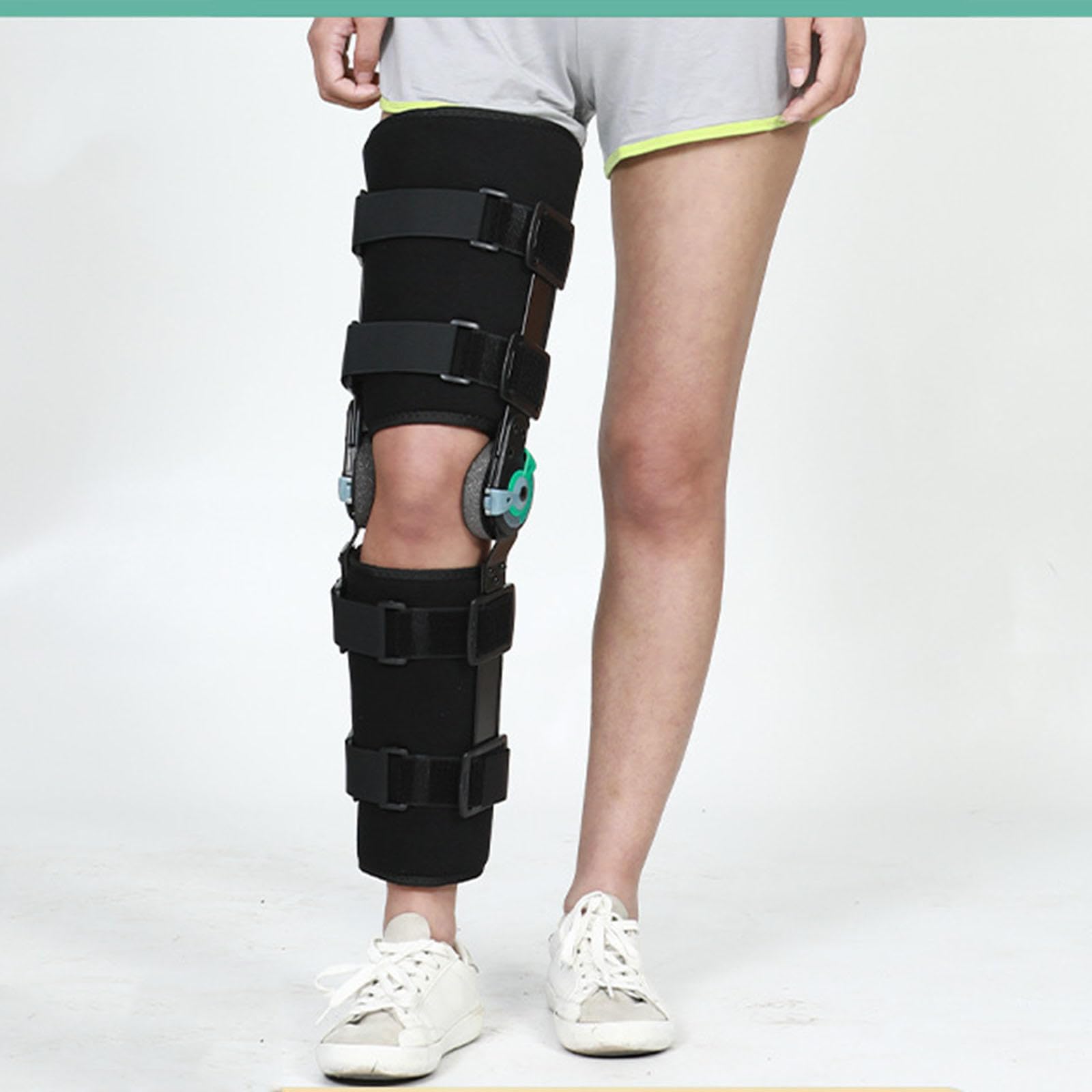Rom Kniestütze mit Scharnieren Mit Seitlichen Stabilisatoren, Verstellbare Kniebandage Für Männer Und Frauen, Orthopädische Unterstützung Stabilisator Aluminiumlegierung Links/Rechts Bein,Right-L