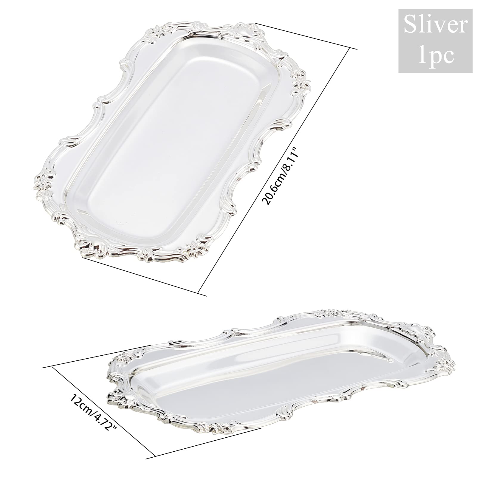 OLYCRAFT Vassoio Ottomano Rettangolare Argento Vassoio In Metallo Europeo per Contenere Elettrodomestici Da Bagno Gel Doccia, Asciugamano, O In Possesso di Forniture Fatte A Mano Come Perline, ecc.