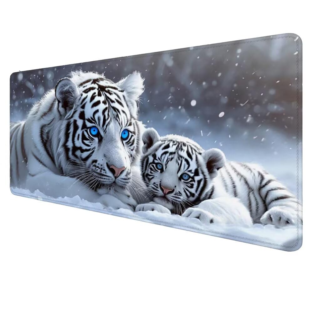 Podkładka pod mysz dla graczy tygrys podkładka pod mysz XXL 1500 x 800 x 3 mm wodoodporna podkładka pod mysz zimowa oddychająca mata na biurko antypoślizgowa gumowa podstawa podkładka pod mysz