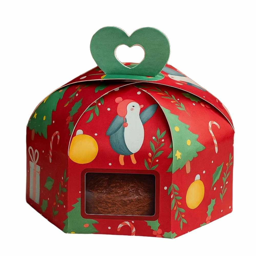 Christmas Cake Box Half Kg Cake Box/Plum Cake/Fruit Cake/Hamper (PACK of 8)