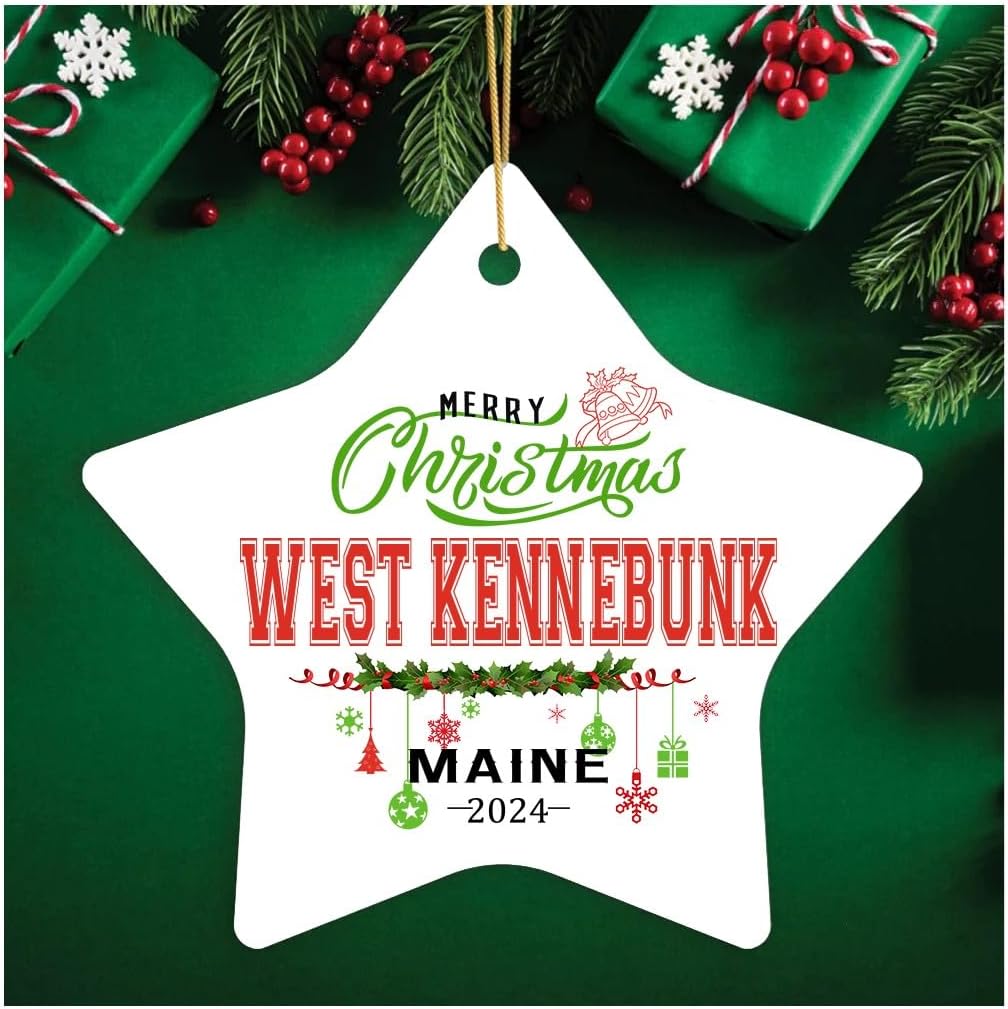 Christmas Ornaments 2024 West Kennebunk Maine Gifts Hometown Xmas Tree Decorations Souvenir Gift Housewarming for Family Friend Keepsake Rustic 3" White