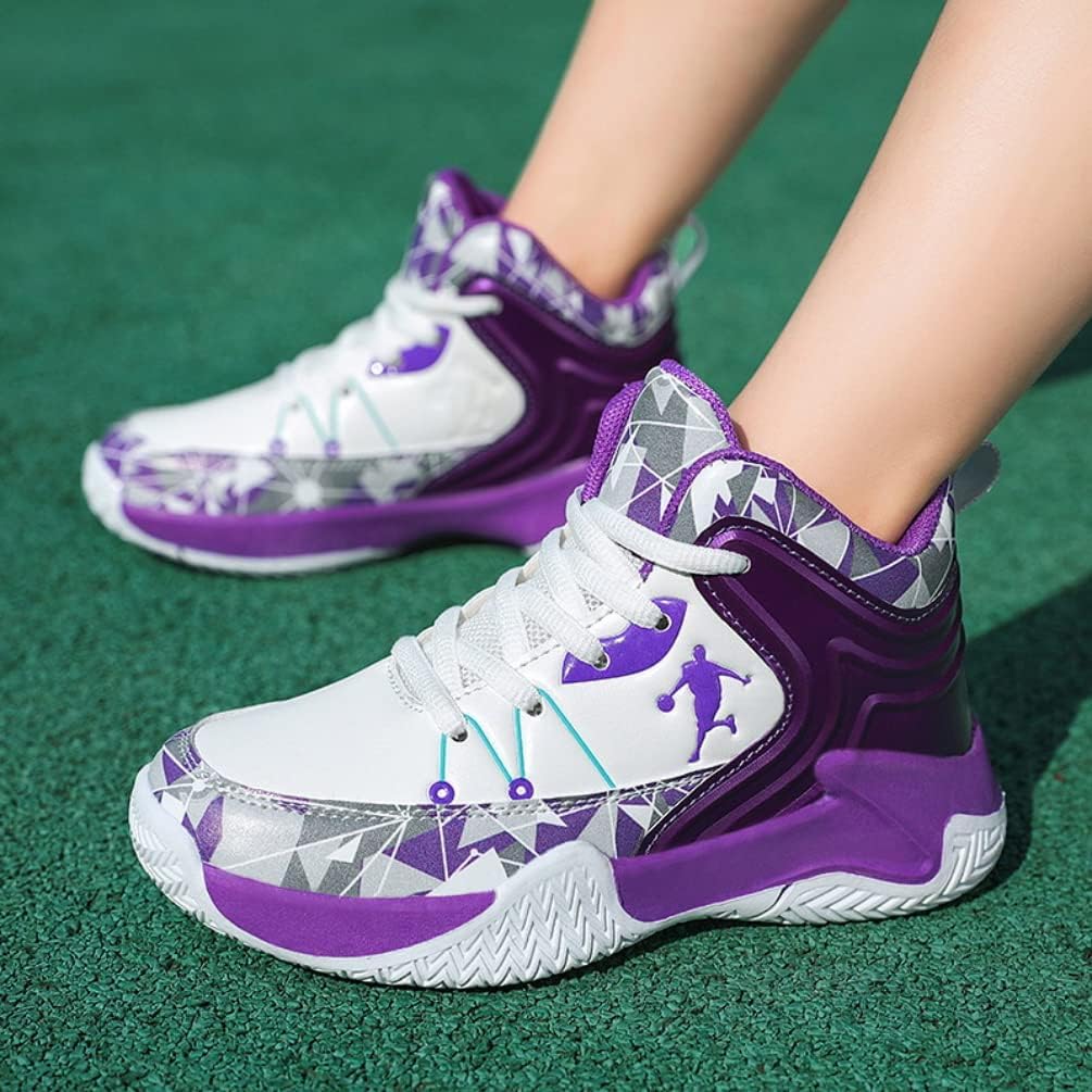 Zapatillas de Baloncesto para Niños Deportivas Sneakers Moda Calzado de Baloncesto para Niño Zapatillas de Bsquetbol Aire Libre Correr Ligeras Zapatos de Running (EMJ-A32, 33EU)