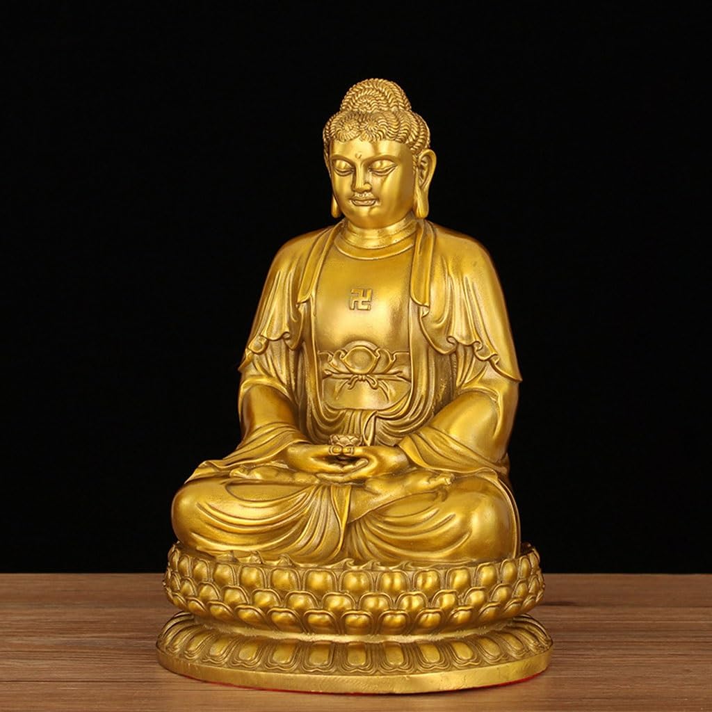 Posąg Buddy do wnętrz mosiężny Zen Dom Posąg Buddy Ozdoby Biuro Salon Wejście Dekoracyjne Ozdoby Medytująca Figurka Buddy Rzeźba