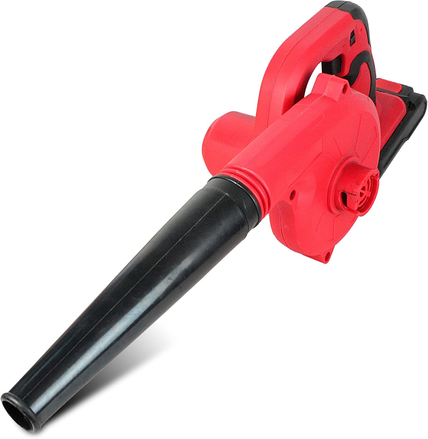 Soplador de jardín inalámbrico 18 V – Reversible en aspirador – 3 velocidades – con bolsa – Batería de iones de litio recargable – con cargador, 55 cm – Volumen de aire 2,8 m3/h – Rojo